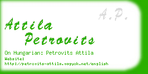 attila petrovits business card